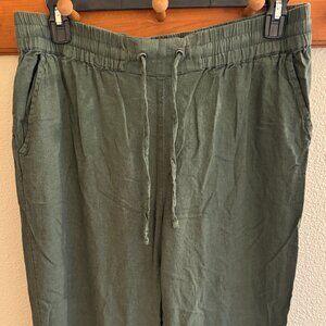 Naturals d&co Olive Green Linen Blend Pants Women's Size L